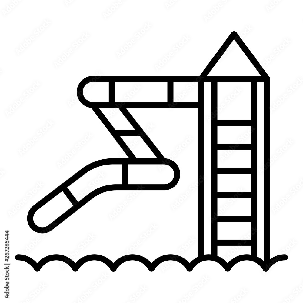 Aquapark slide icon. Outline aquapark slide vector icon for web design isolated on white background Aquapark slide icon. Outline aquapark slide vector icon for web design isolated on white background