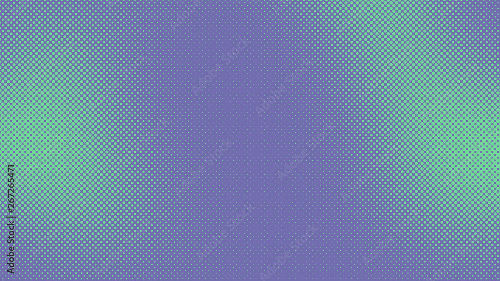 Purple and turquoise retro comic pop art background with dots, cartoon halftone background vector illustration eps10