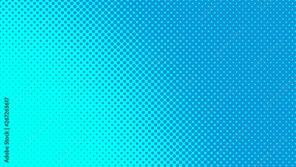 Obraz premium Blue pop art background in retro comic style with halftone dots design