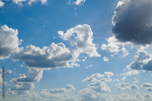 Bright sunny clouds  beautiful sky at day as background