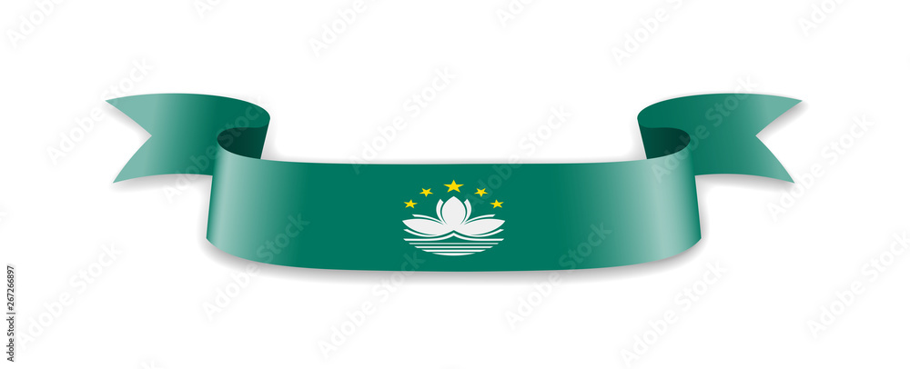 Macau flag in the form of wave ribbon.