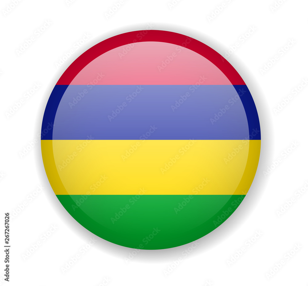 Mauritius flag round bright icon on a white background Mauritius flag round bright icon on a white background