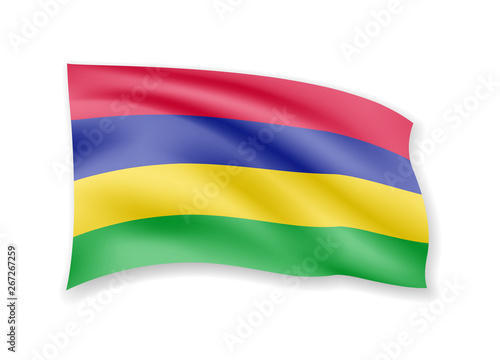 Waving Mauritius flag on white. Flag in the wind. Free Download Waving Mauritius flag on white. Flag in the wind. - GFXLoad
