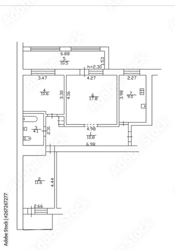 2d floor plan. Black&white floor plan. Floorplan