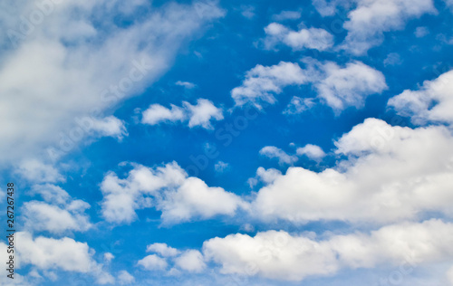 Fototapeta Naklejka Na Ścianę i Meble -  The most beautiful blue sky. The most beautiful white clouds. The best natural clouds. Very beautiful sky. The most beautiful background of white clouds and blue sky