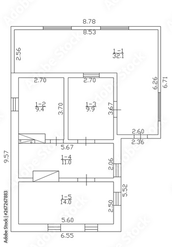 2d floor plan. Black&white floor plan. Floorplan