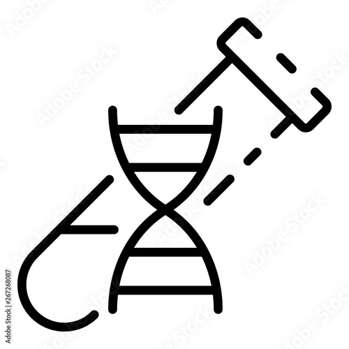 DNA and test tube icon. Outline DNA and test tube vector icon for web design isolated on white background