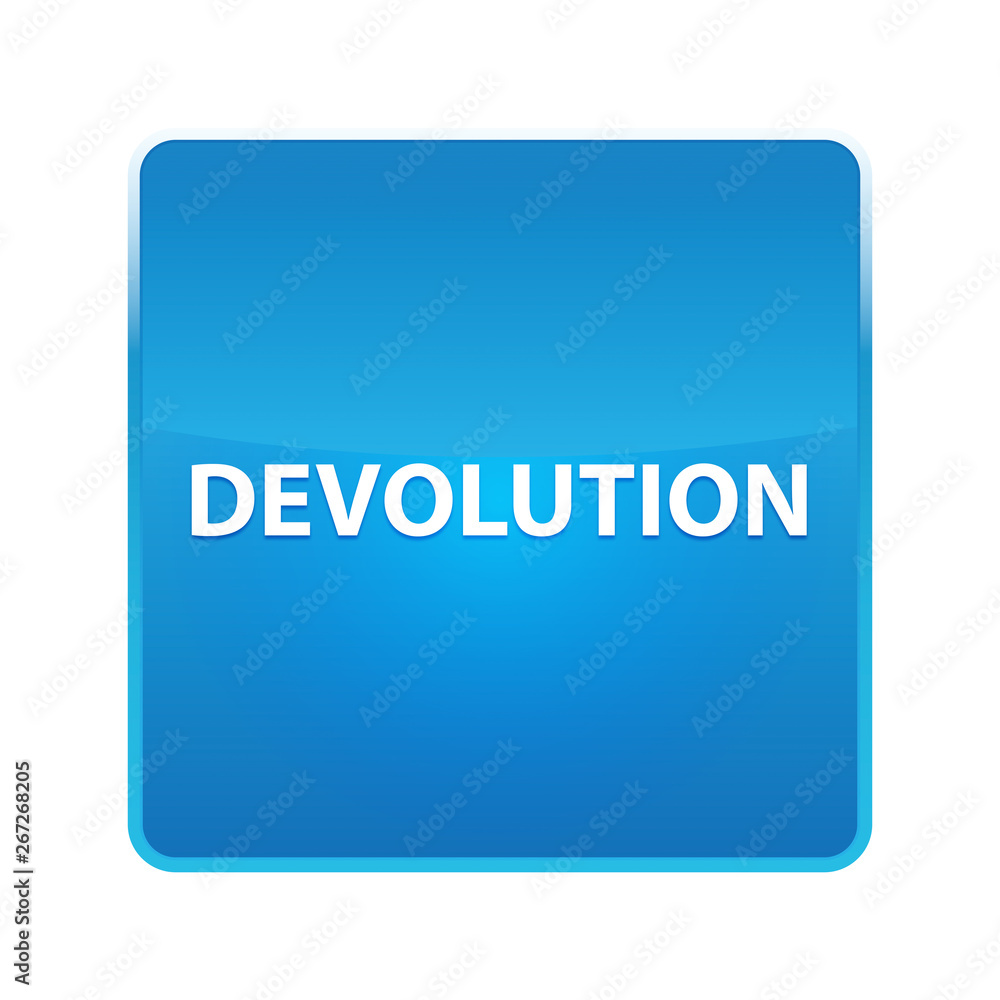 Devolution shiny blue square button Devolution shiny blue square button