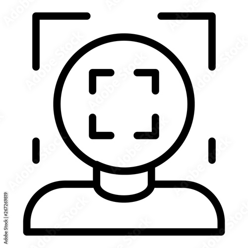 Face recognition frame icon. Outline face recognition frame vector icon for web design isolated on white background