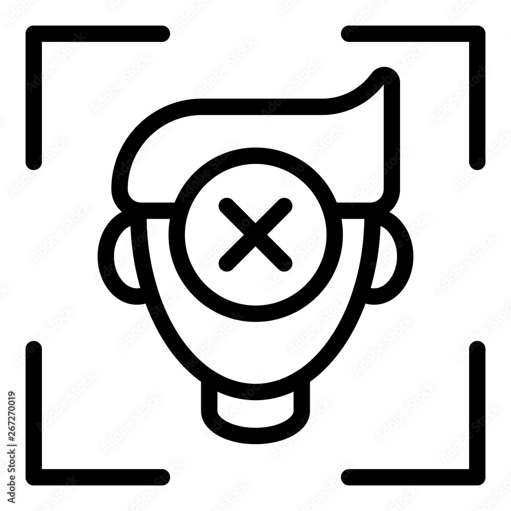 Face not recognized icon. Outline face not recognized vector icon for web design isolated on white background Face not recognized icon. Outline face not recognized vector icon for web design isolated on white background