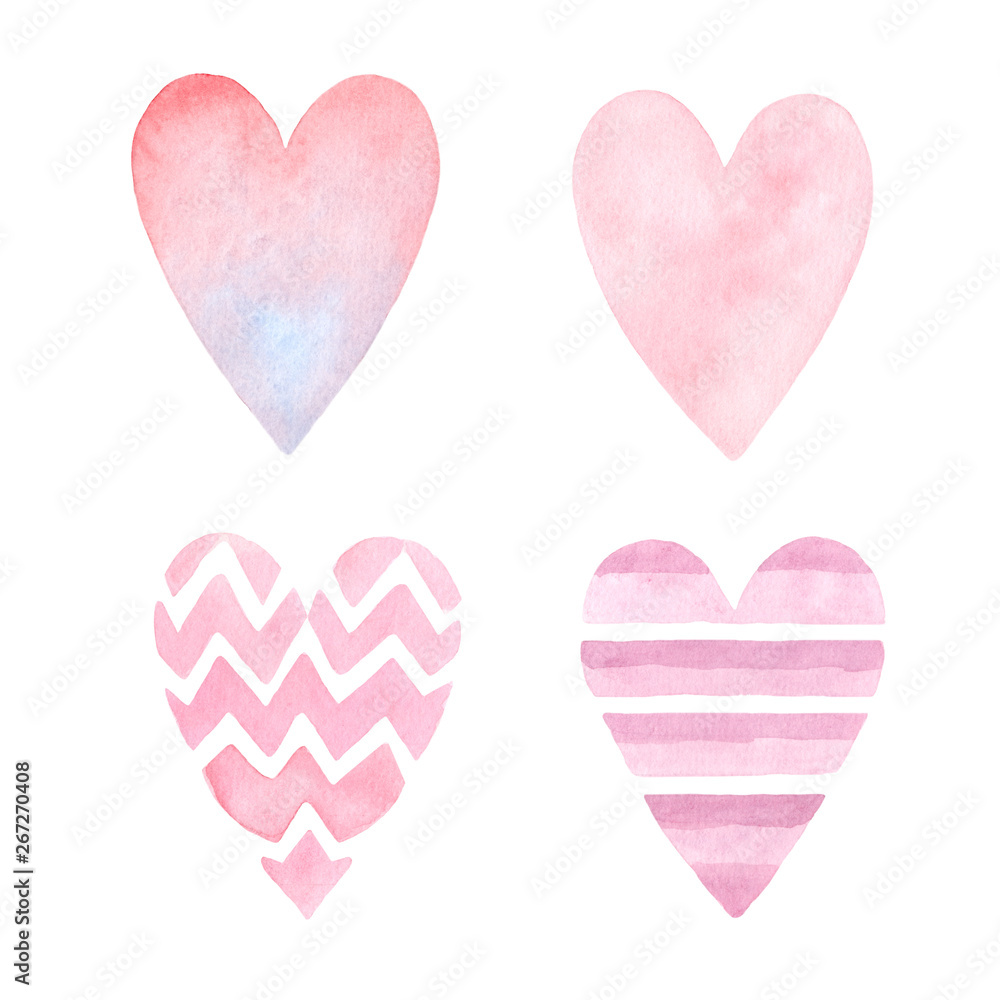 Watercolor hearts 3