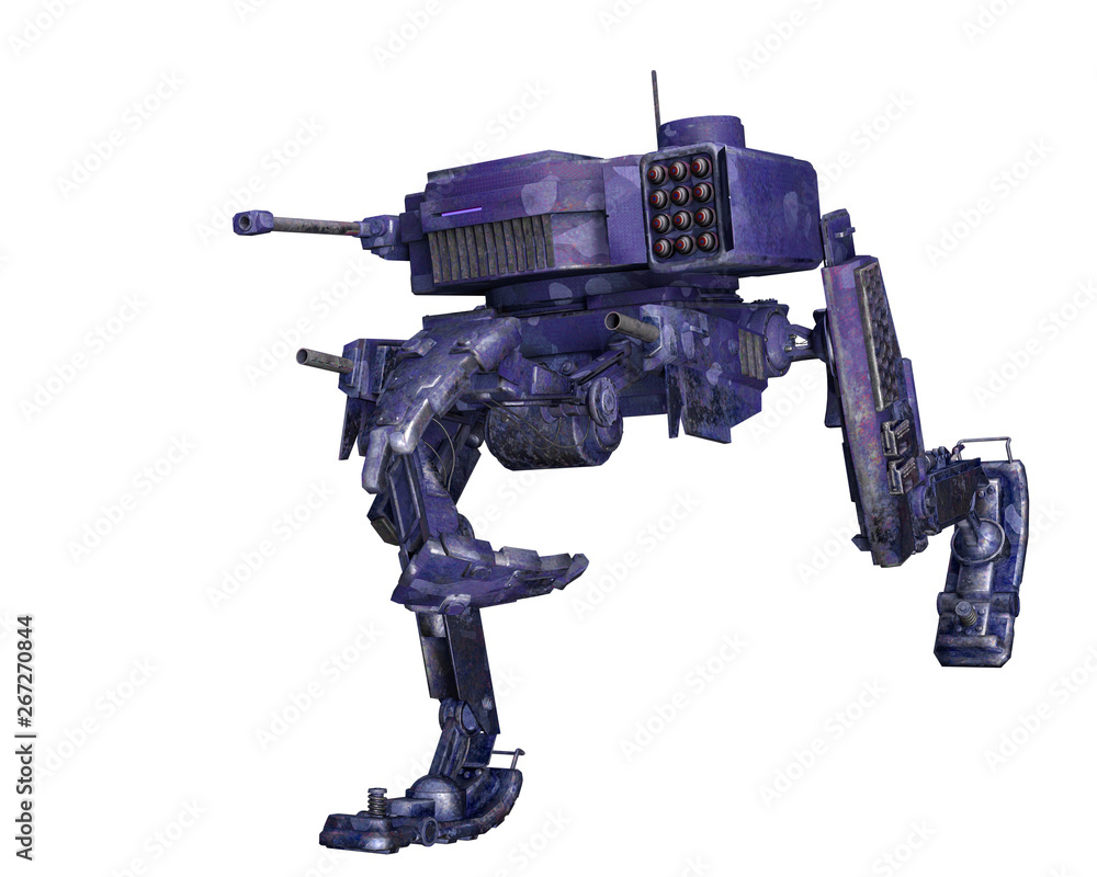 Naklejka premium camouflage mech in a white background