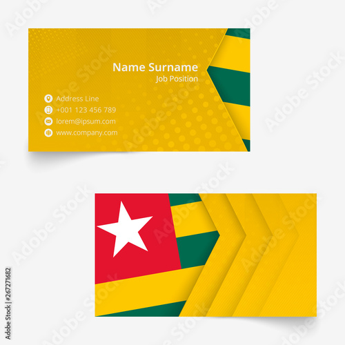Togo Flag Business Card, standard size (90x50 mm) business card template.
