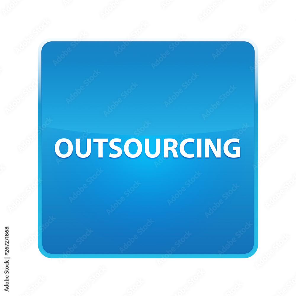 Outsourcing shiny blue square button Outsourcing shiny blue square button