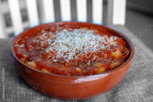 Sorrentine gnocchi in ceramic bowl photo