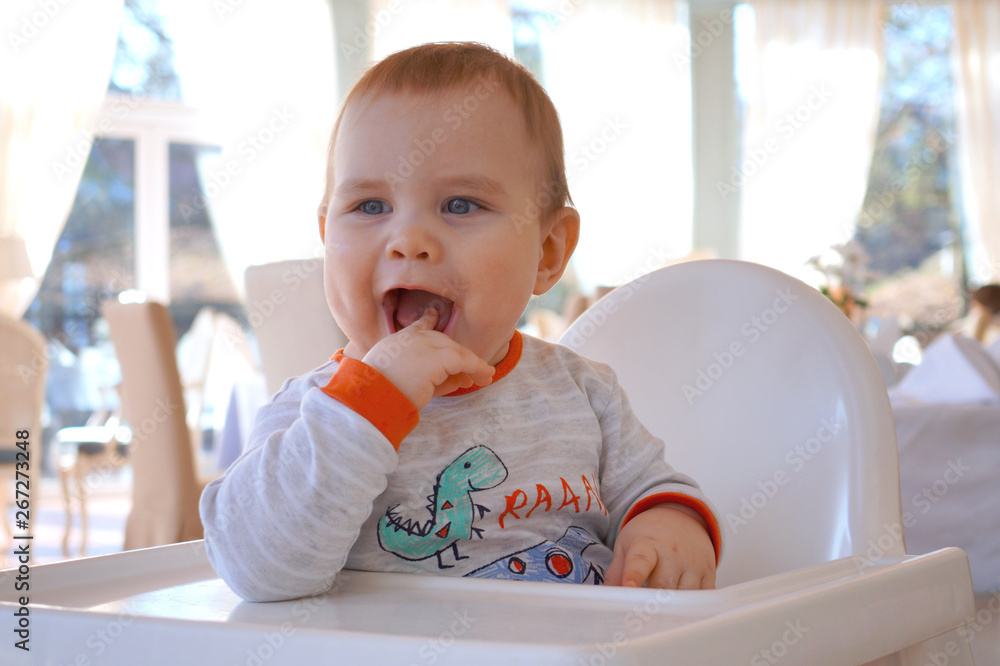 Funny little boy cute dabbles and grimaces Funny little boy cute dabbles and grimaces