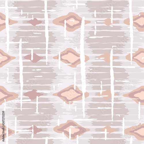 Ikat pattern vector. Geometric background with ethnic rug fabric texture and chevron shapes in neutral pastel colors.