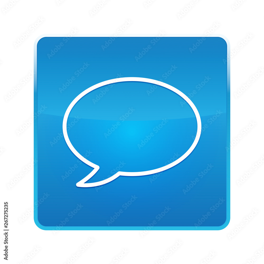 Chat bubble icon shiny blue square button Chat bubble icon shiny blue square button