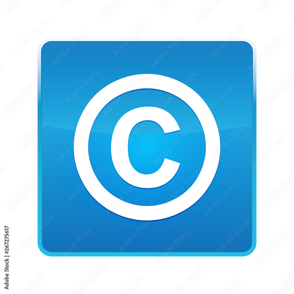 Copyright symbol icon shiny blue square button Copyright symbol icon shiny blue square button