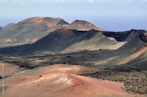 Amazing volcanic mountains landscapes of National Park Timanfaya, Lanzarote Canarias 