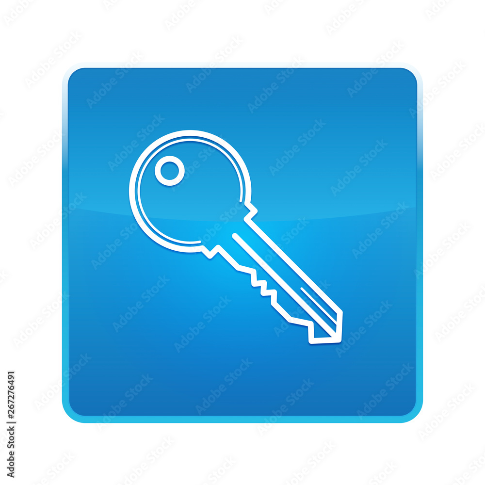 Key icon shiny blue square button Key icon shiny blue square button