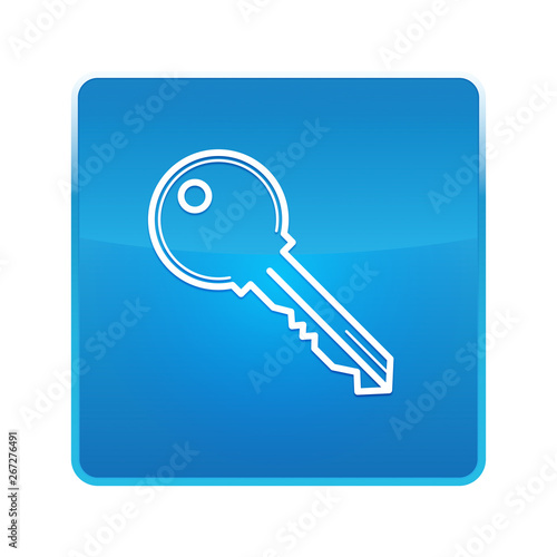 Key icon shiny blue square button