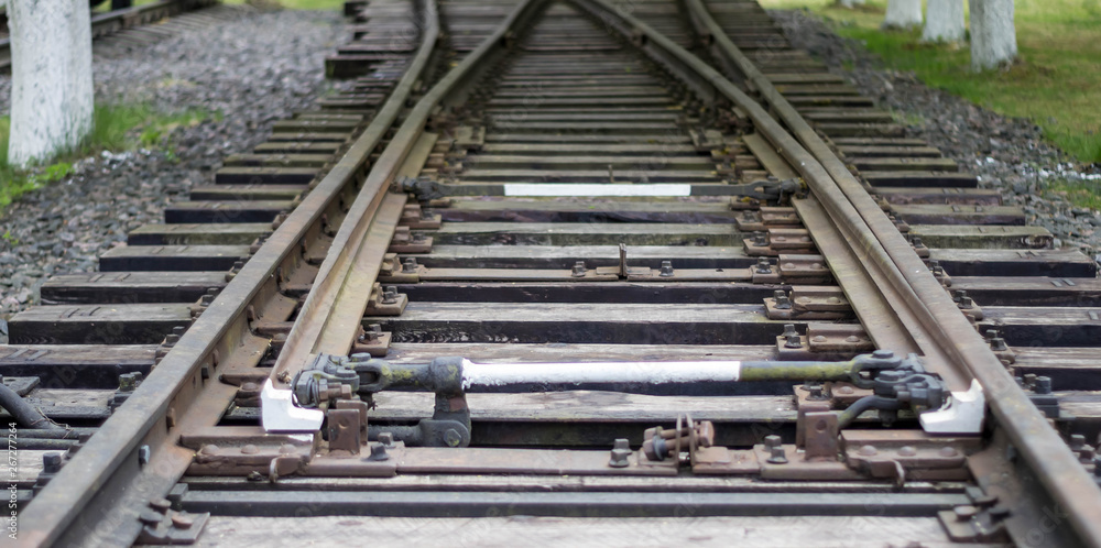 Rails and railway sleepers arrow