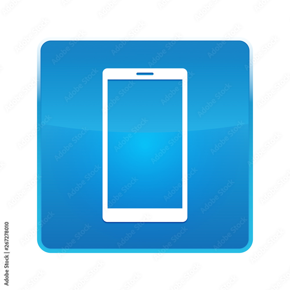 Smartphone icon shiny blue square button Smartphone icon shiny blue square button