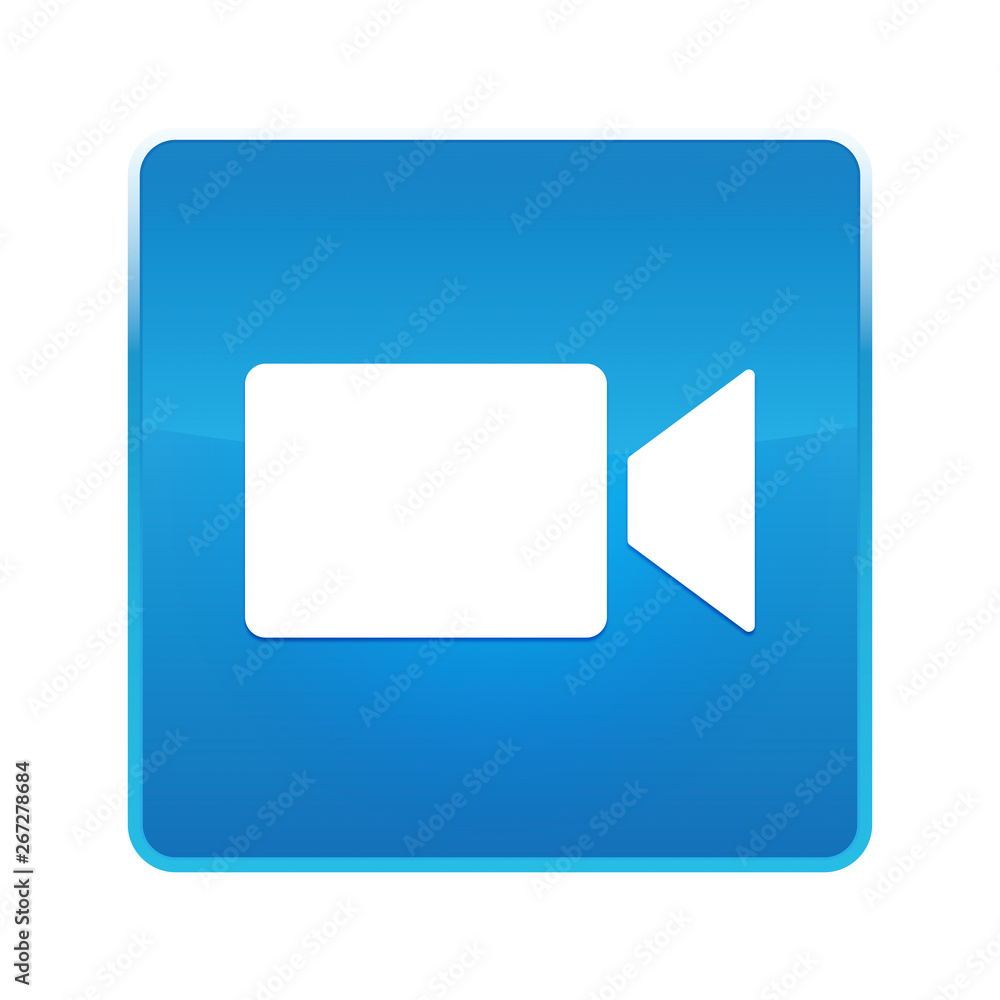 Video camera icon shiny blue square button Video camera icon shiny blue square button