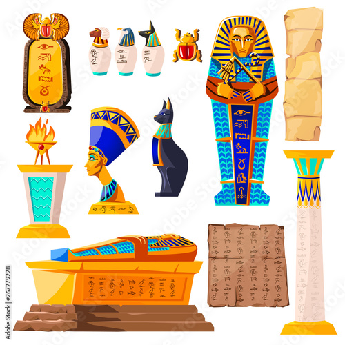 Valokuva Ancient Egypt vector cartoon set