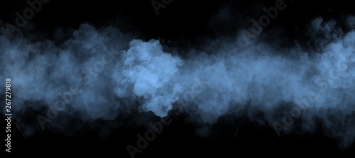 abstract fog or smoke move on black background. Bluee cloudiness, mist or smog background