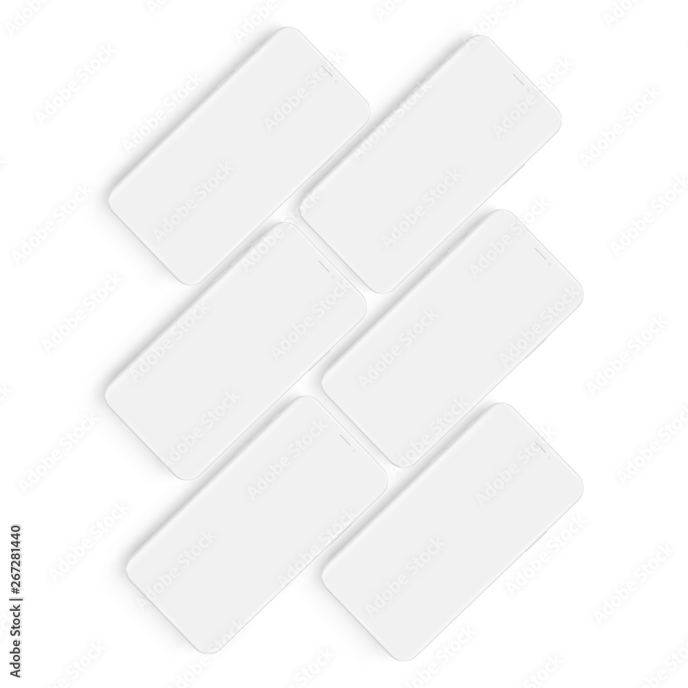 Clay wireframe cellphones with blank screens. Mockup to showcasing mobile web-site design. Vector illustration Clay wireframe cellphones with blank screens. Mockup to showcasing mobile web-site design. Vector illustration