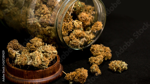 Cannabis Marijuana Buds in Black Background Weed Buds