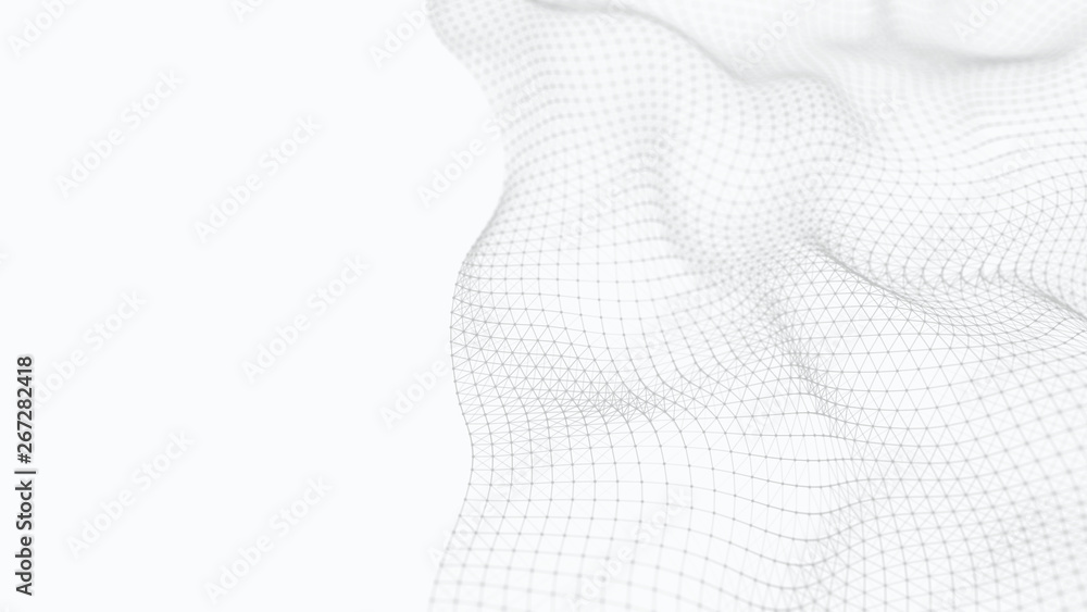 A wave of particles. Futuristic dot wave on white background. Dynamic wave. Wave 3d A wave of particles. Futuristic dot wave on white background. Dynamic wave. Wave 3d