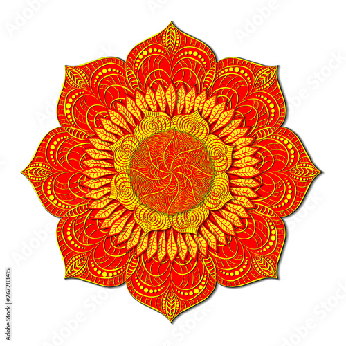 Decorative radial ornament in the form of a mandala