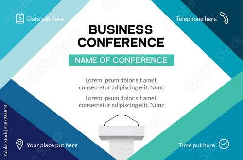 Business conference simple template invitation. Geometric magazine conference or poster business meeting design banner