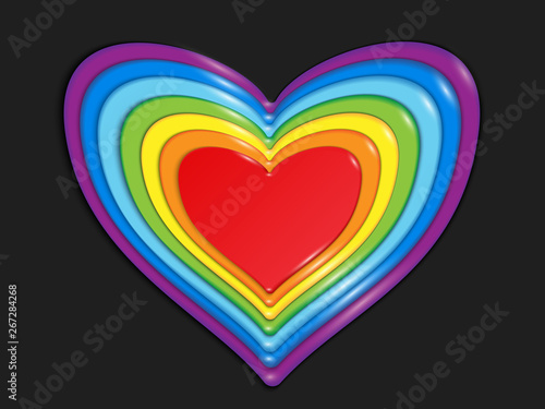 Rainbow multilayer sweet Valentine from colorful candy. Congratulations on Valentine's day. A tolerant gift. Vector illustration.