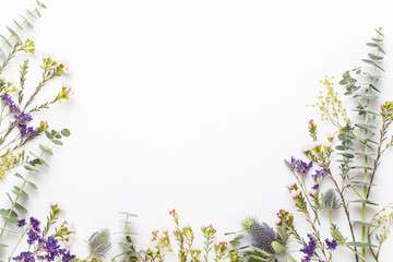 Bio herbal green cosmetic arrangement, sea salt and handmade cosmetic.