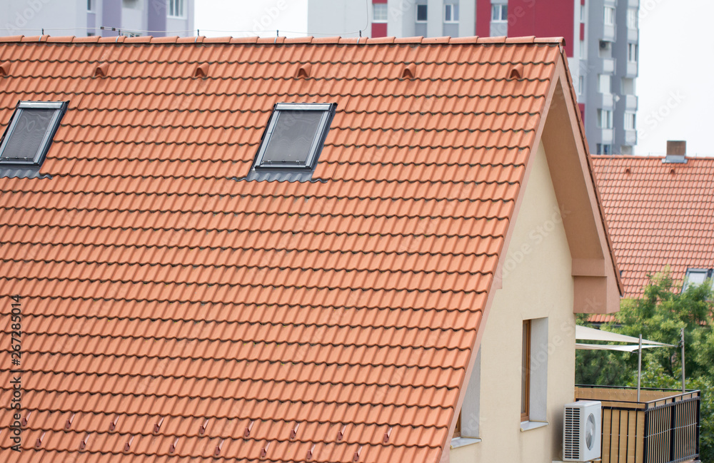 red tile roof on residential house