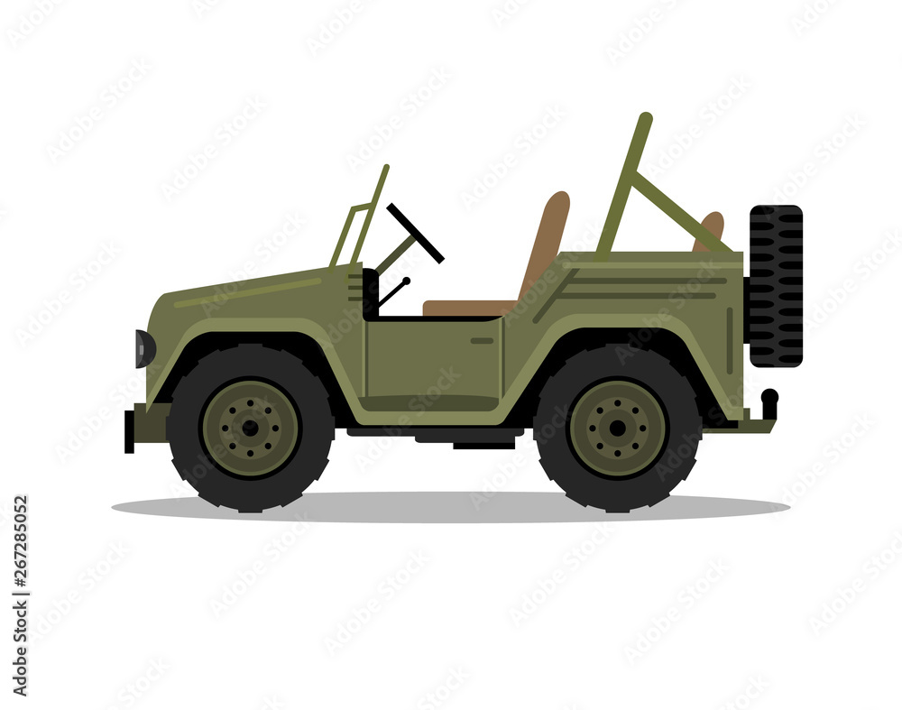 Vettoriale Stock Military army car jeep vehicle. Humvee vector hummer  cartoon flat safari oddroad truck illustration | Adobe Stock