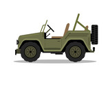 Military army car jeep vehicle. Humvee vector hummer cartoon flat safari oddroad truck illustration