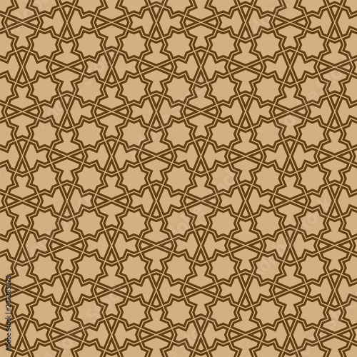 Seamless geometric ornament in brown colors lines.