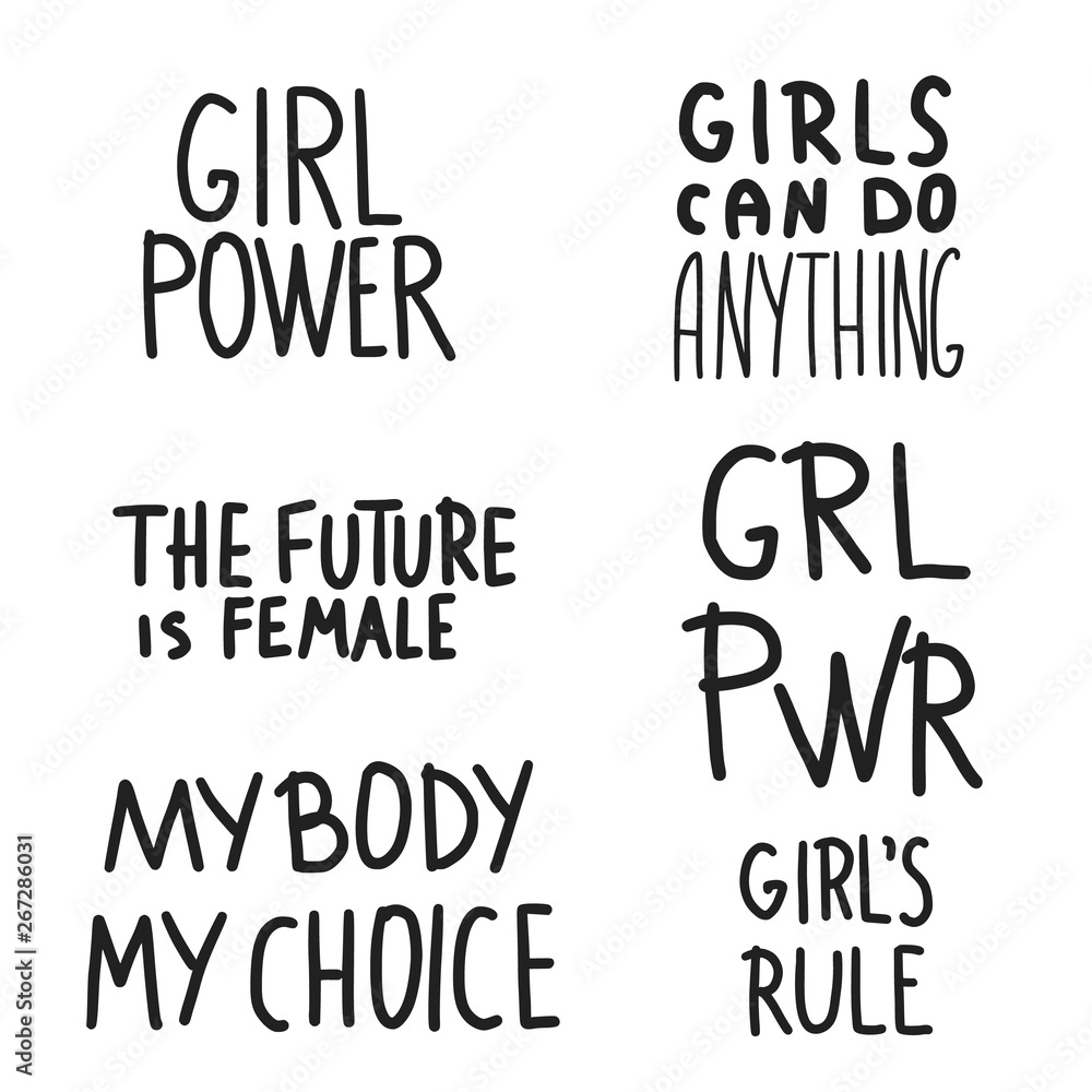 Girl power quotes isolated. Vector illustration.