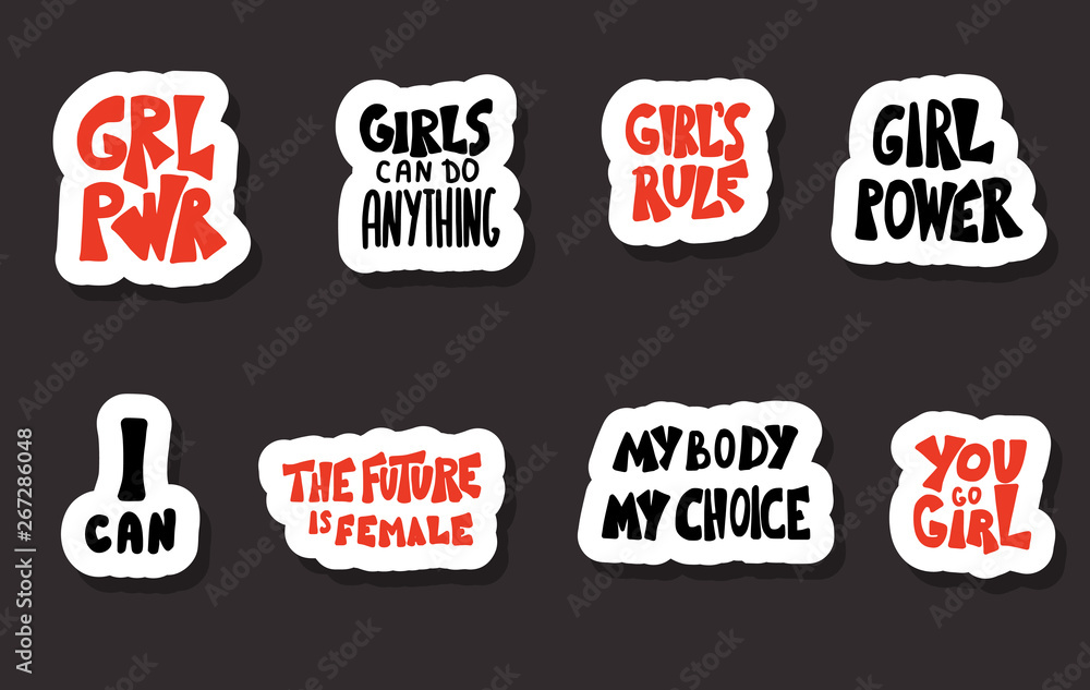 Obraz premium Girl power quotes isolated. Vector illustration.