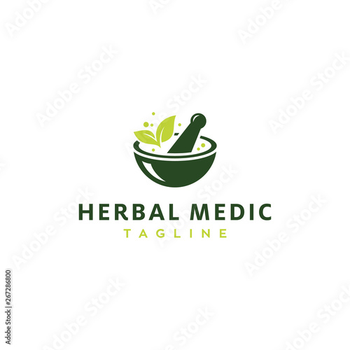 herbal medic vector logo design