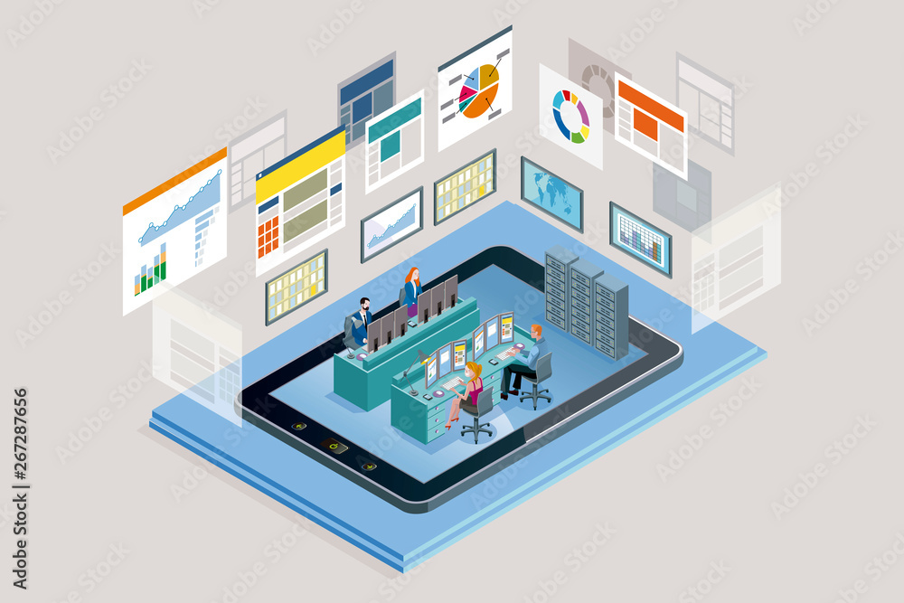 Obraz premium Analyst workers at extended desks