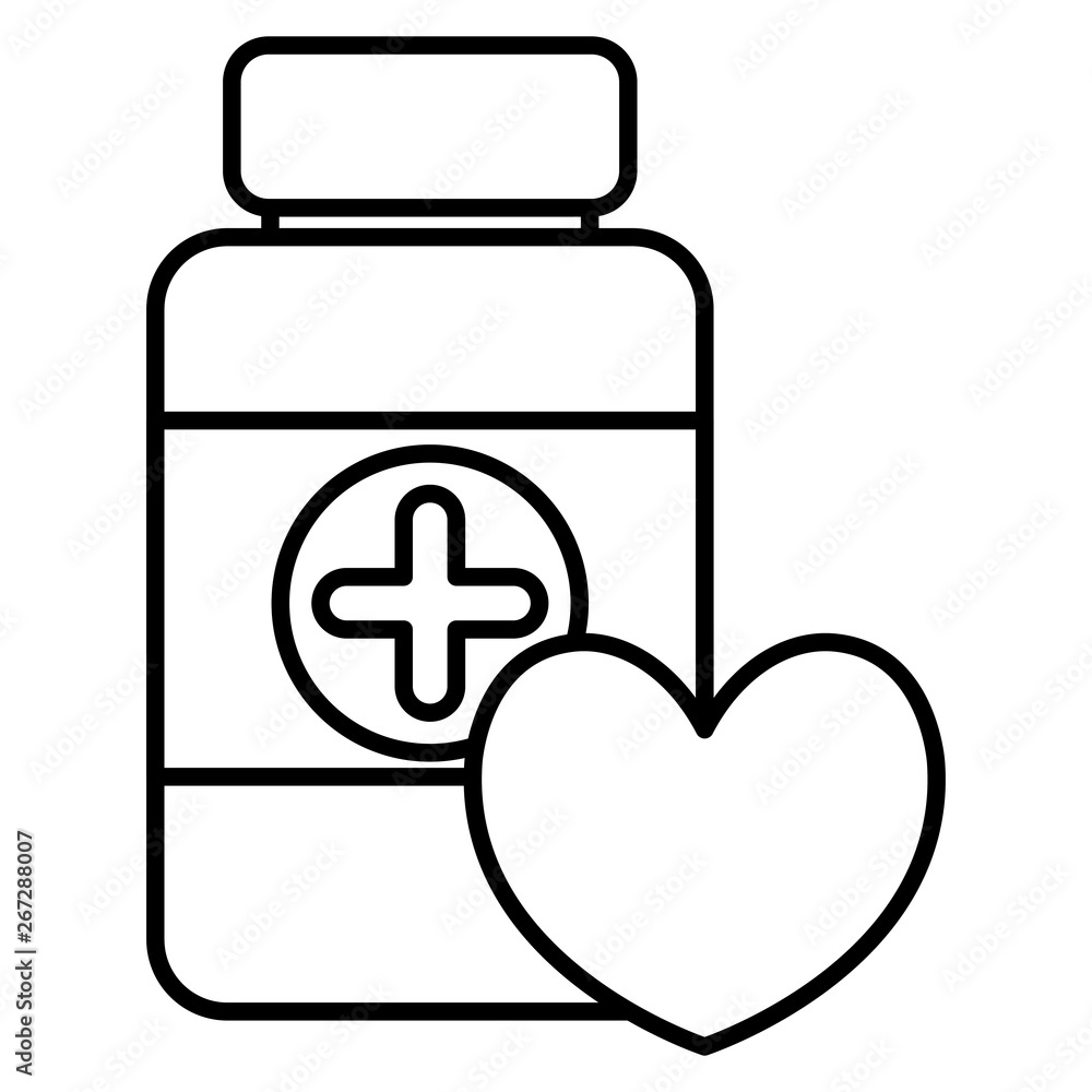 Fototapeta premium bottle drugs with heart cardio