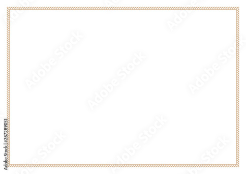Vector rope border frame. Isolated on white background.