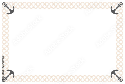 Vector rectangle rope frame border line with anchors