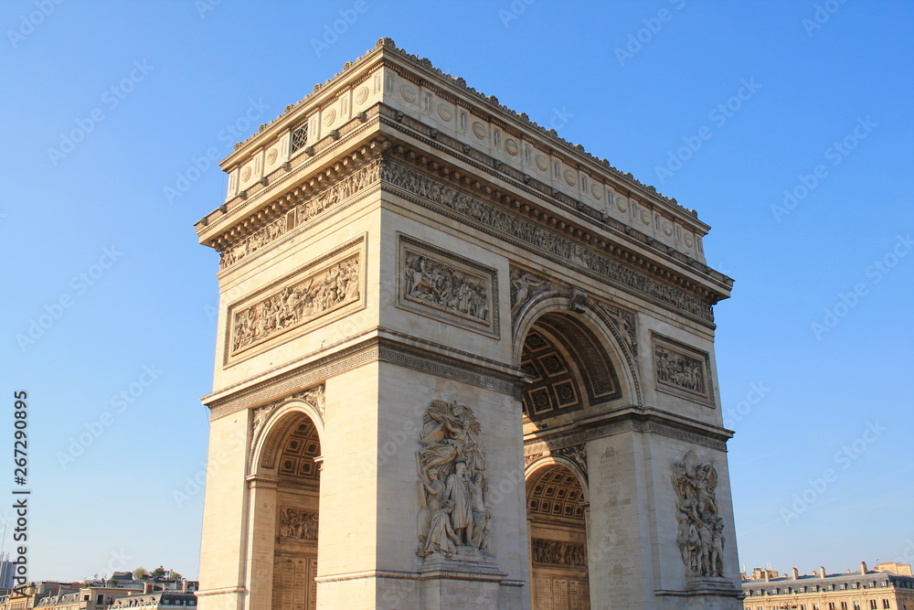 Triumphal Arch, one of the most famous monuments in Paris, France